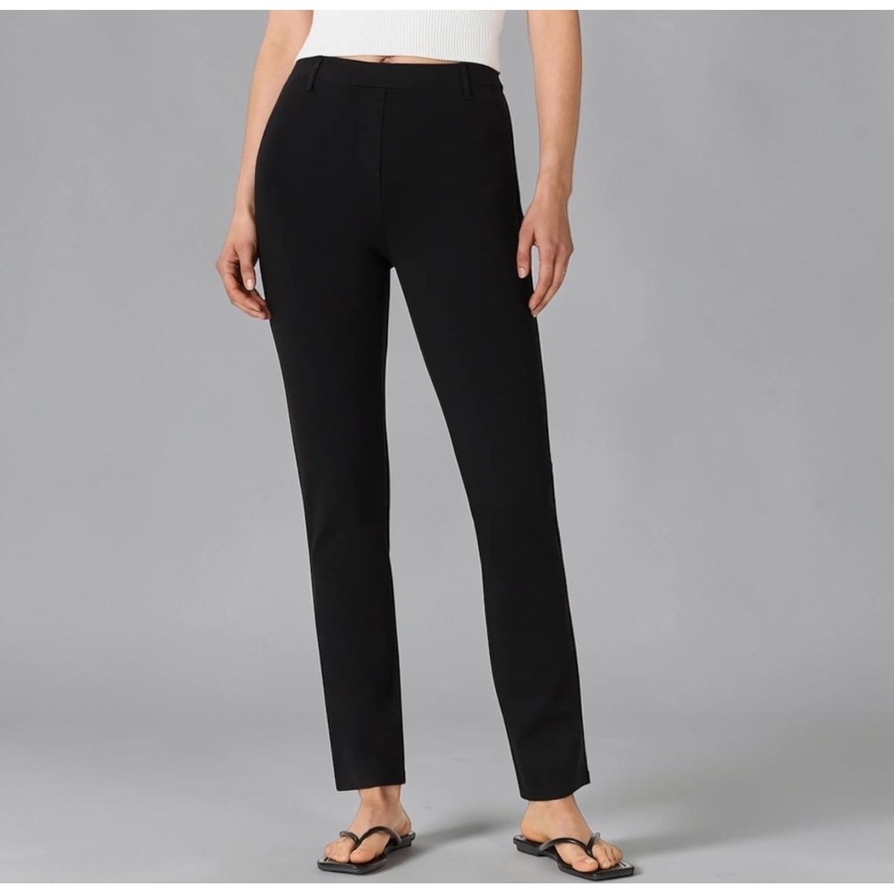 Quince Ultra-Stretch Ponte Straight Leg Pant Black Petite Medium Career Office - Picture 1 of 9